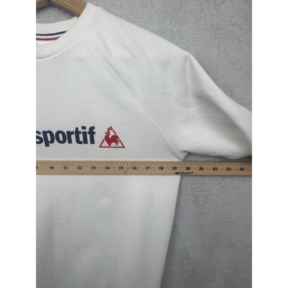 Le Coq Sportif Sweatshirt White Spellout Logo Crewneck Retro Sportswear Mens S - Picture 6 of 9